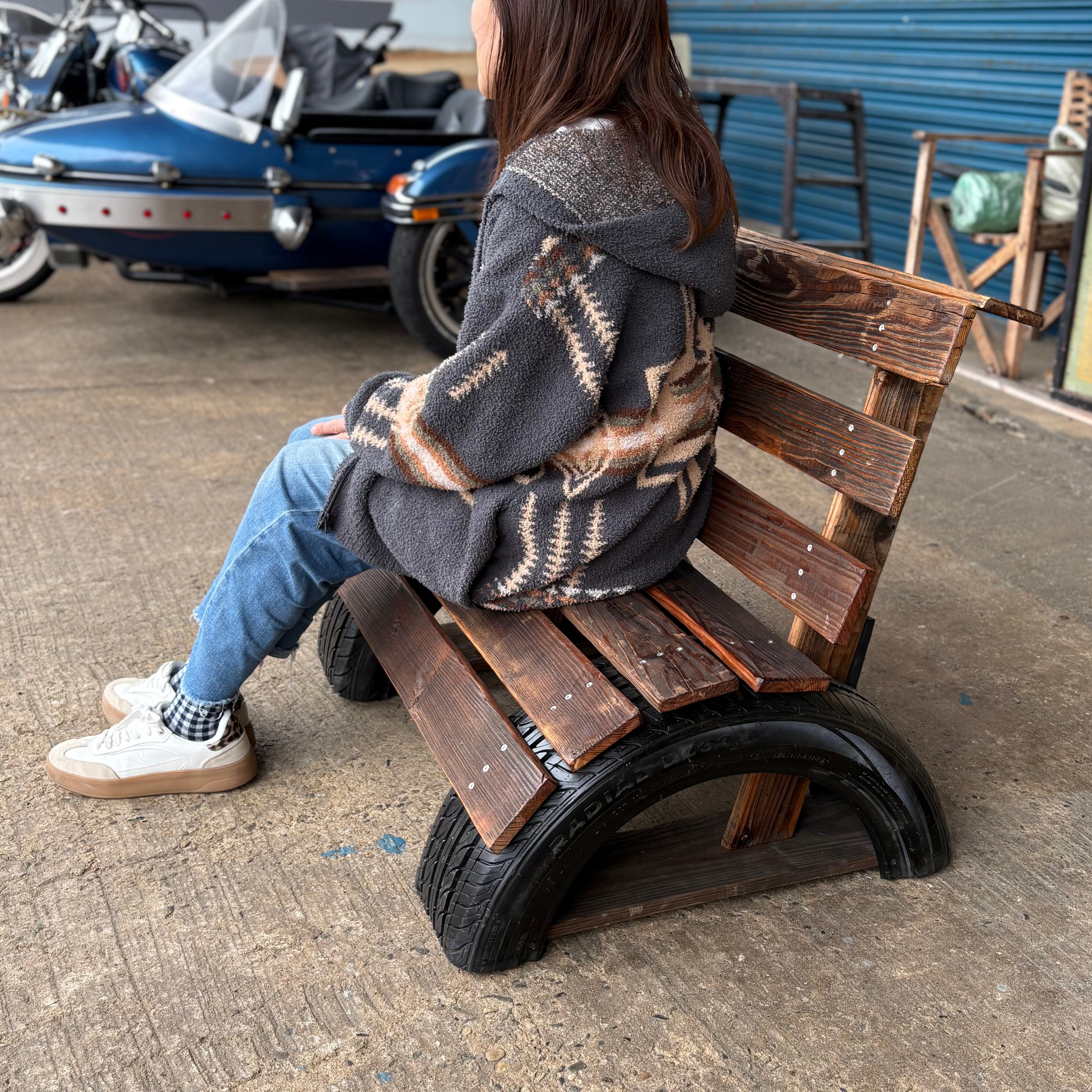 【industrial-branch】ビンテージウッドチェア Vintage Burnt Wood Industrial Chair