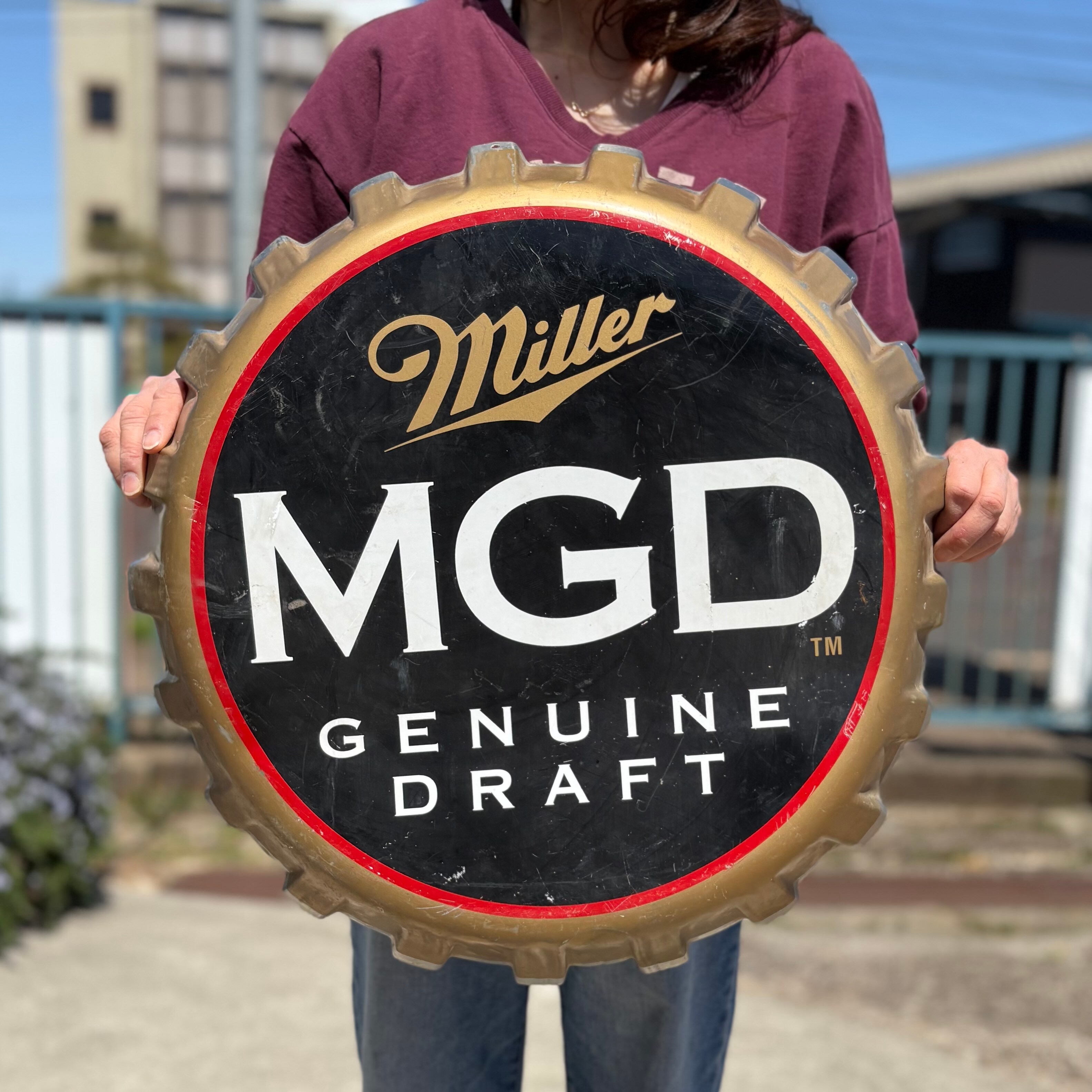 Miller Genuine Draft (MGD) Beer Bottle Cap Metal Sign