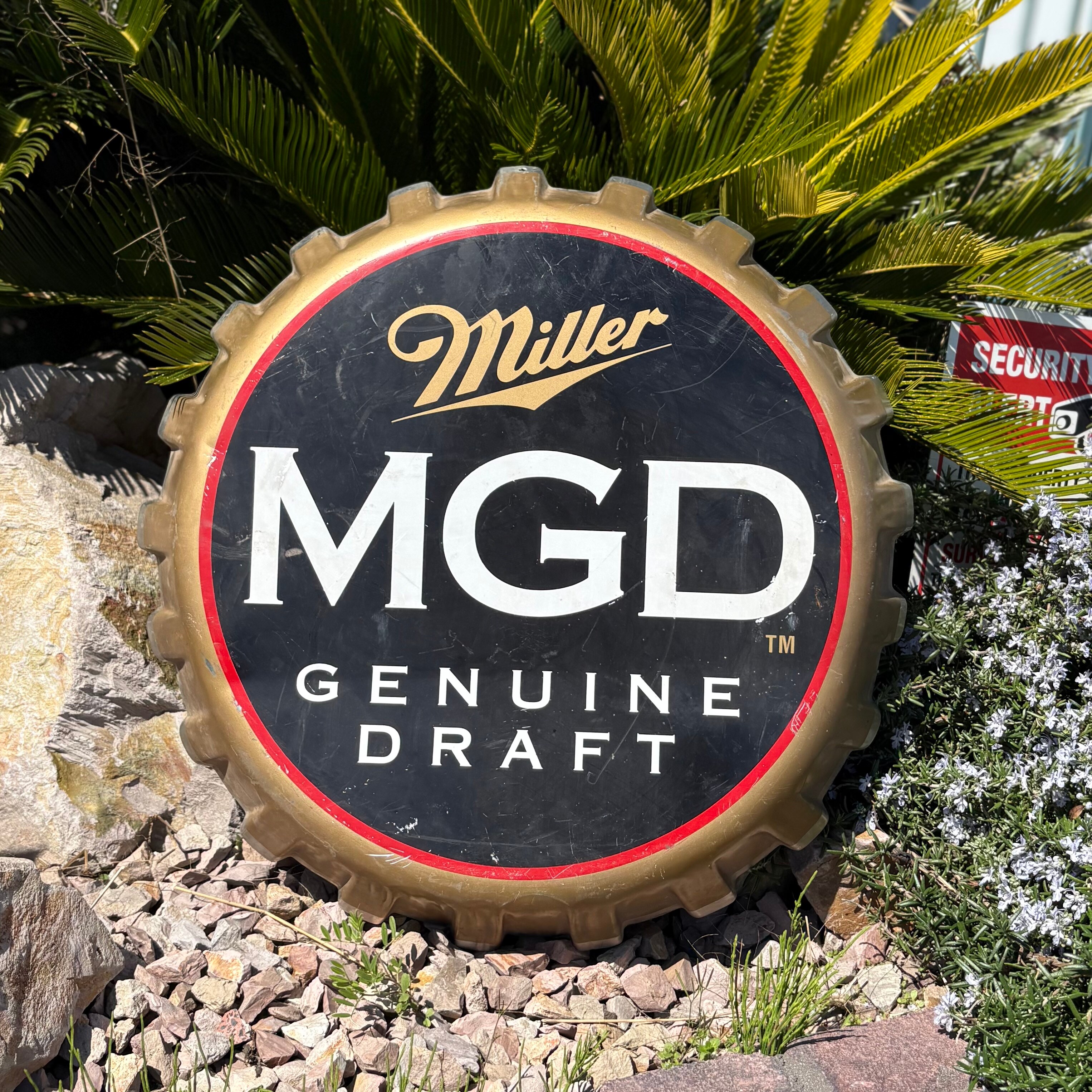 Miller Genuine Draft (MGD) Beer Bottle Cap Metal Sign