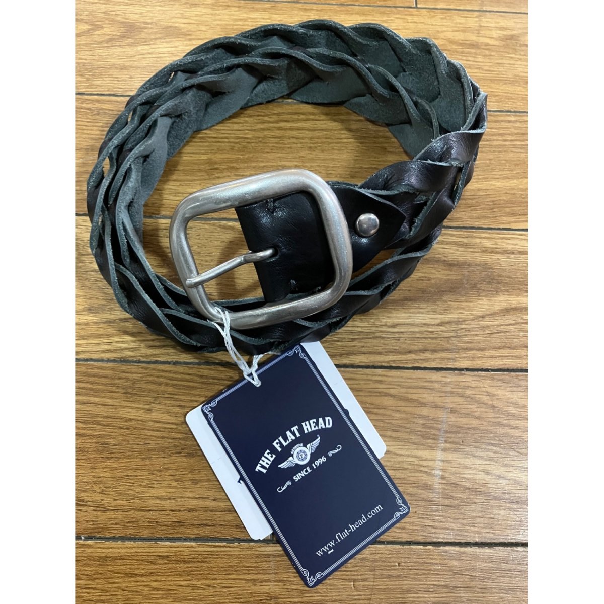 THE FLAT HEAD 編み上げメッシュベルト BLK