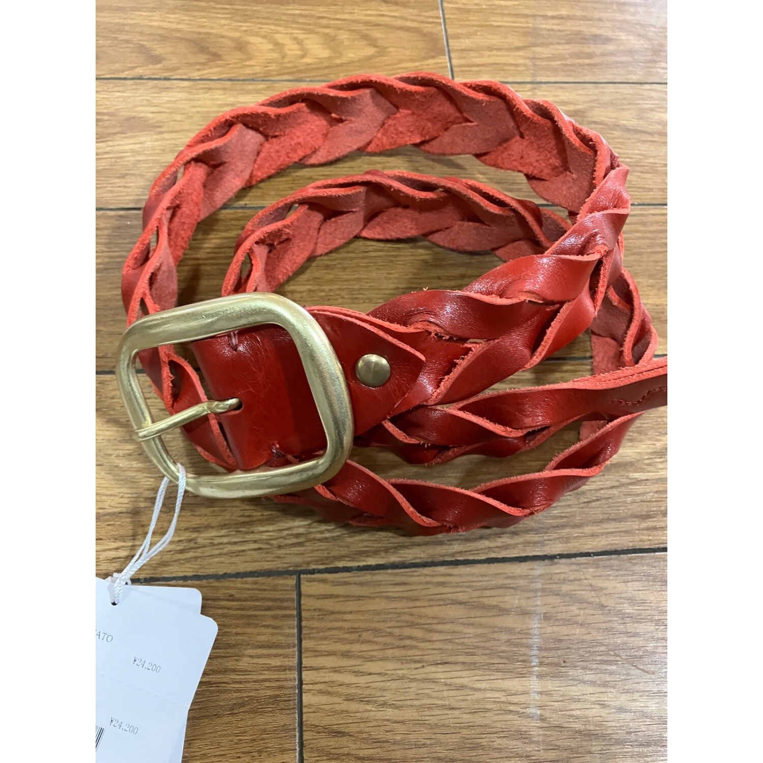 THE FLAT HEAD 編み上げメッシュベルト RED