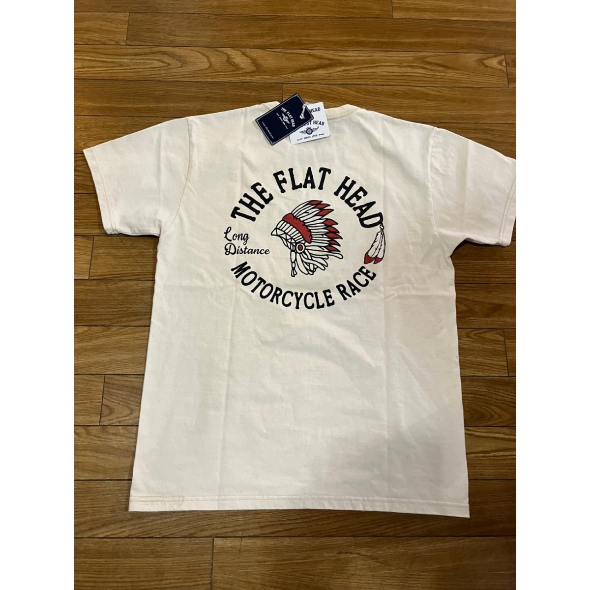 THE FLAT HEAD 半袖TEE MOTORCYCLE RACE ナチュラル