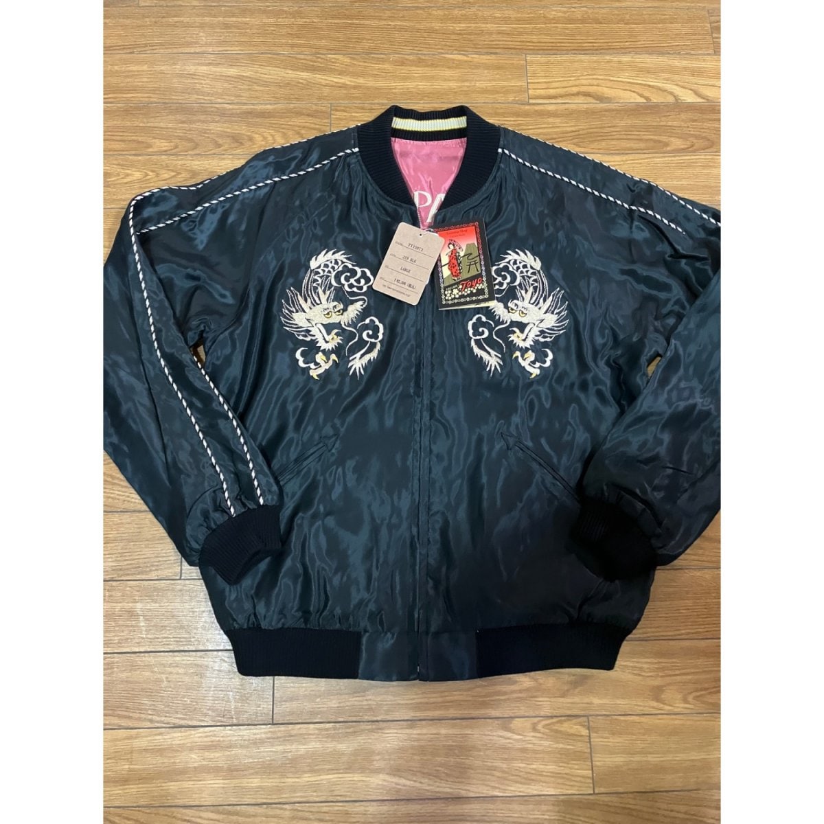 テーラー東洋アセテートスカジャン WHITE DRAGON&TIGAR HEAD