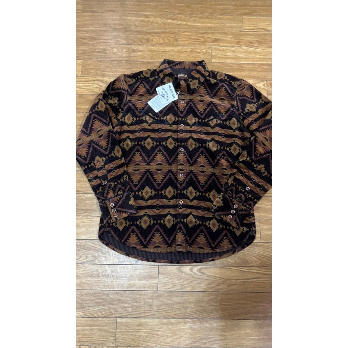 THE FLAT HEAD NATIVE PRINT WESTERN  shirts ブラウン