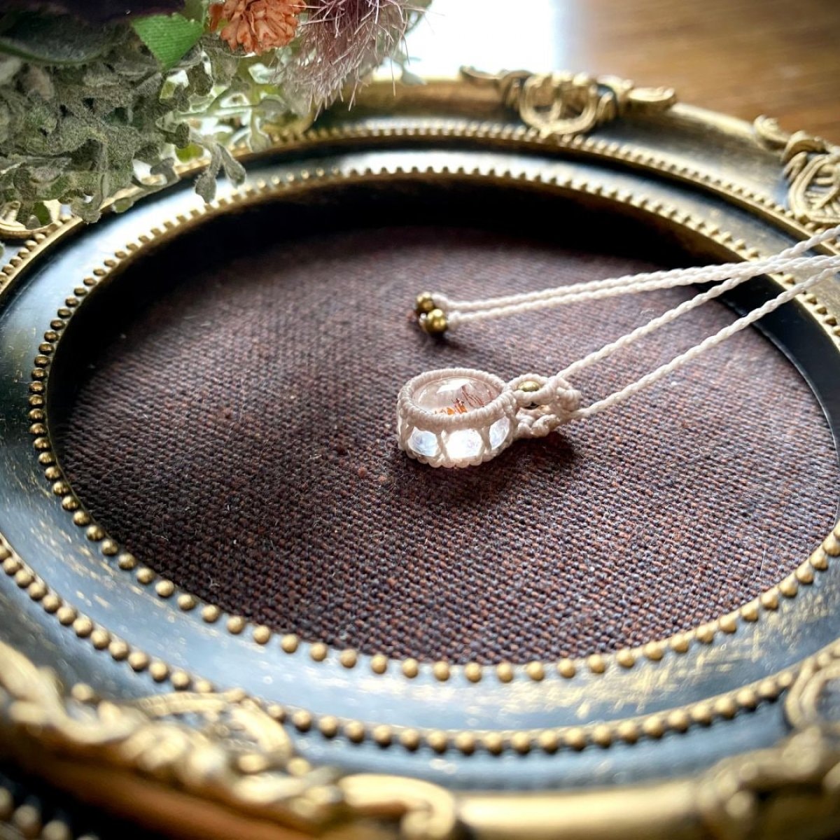 レピドクロサイトインクォーツ｜マクラメ編みネックレス｜シャンティ｜山形