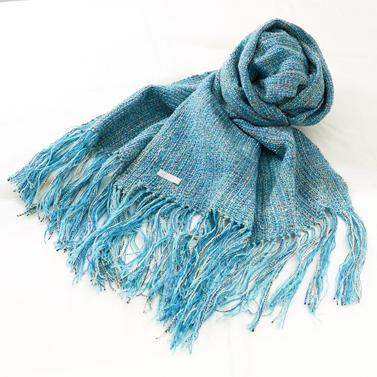 超おススメ!!【世界に一つ】だから、あなたに贈りたい!品よく華やかに羽織れる 複雑な色合いの青ベースのストール《母の日ギフトにおススメです!》