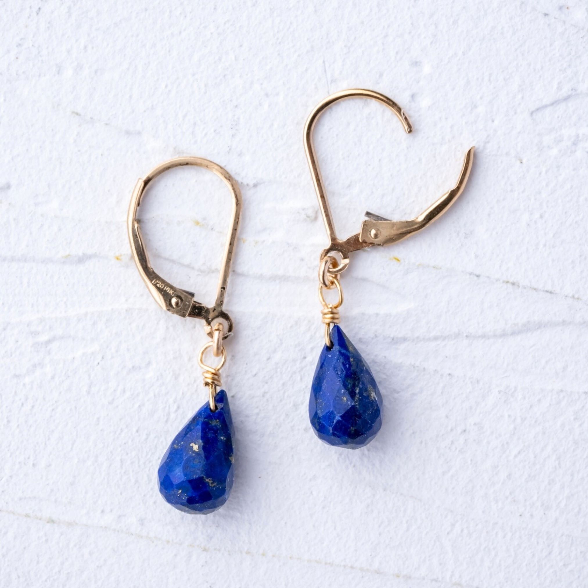 ラピスラズリ 金属アレルギー対応 14kgf フレンチフックピアス