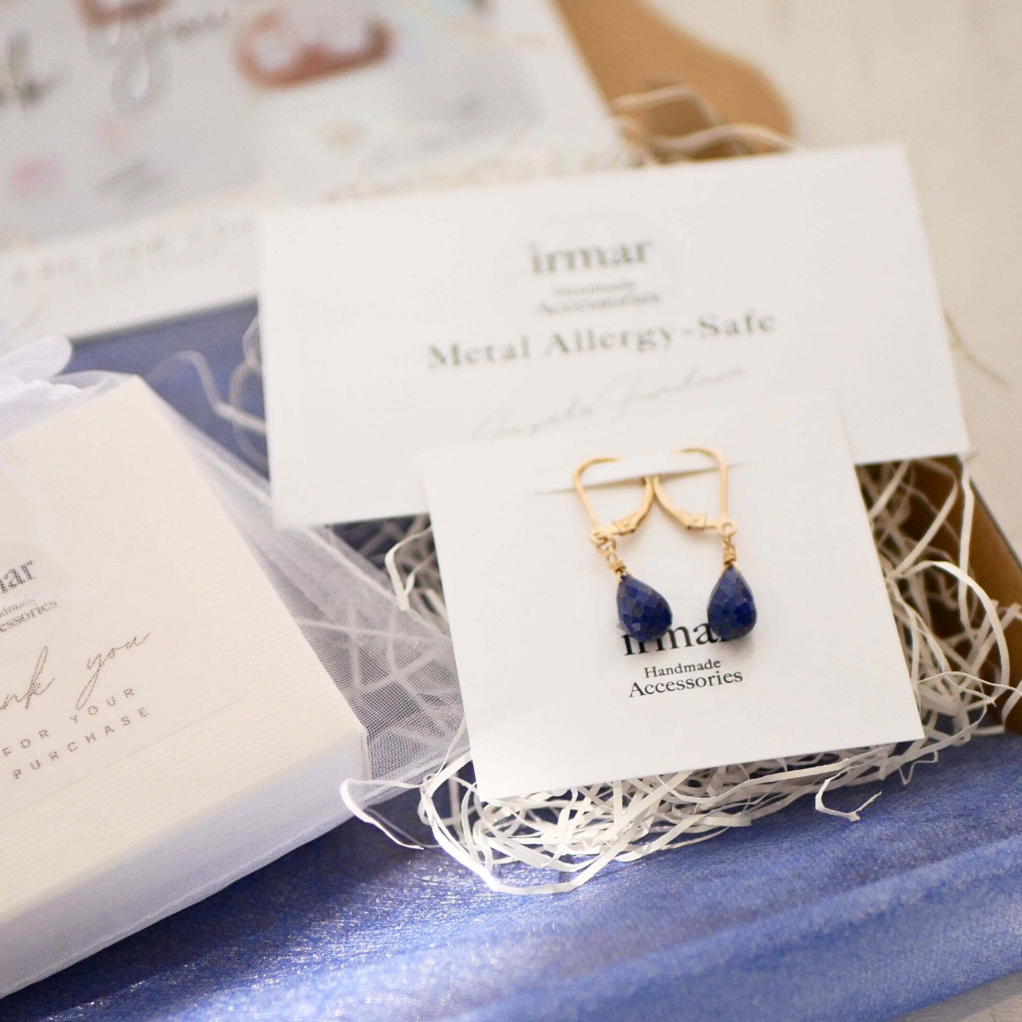 ラピスラズリ 金属アレルギー対応 14kgf フレンチフックピアス