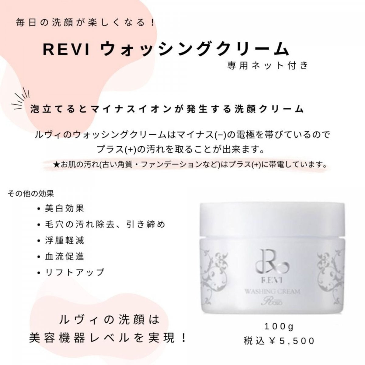 REVI ウォッシングクリーム 専用泡だでネット付き フェイシャルケア