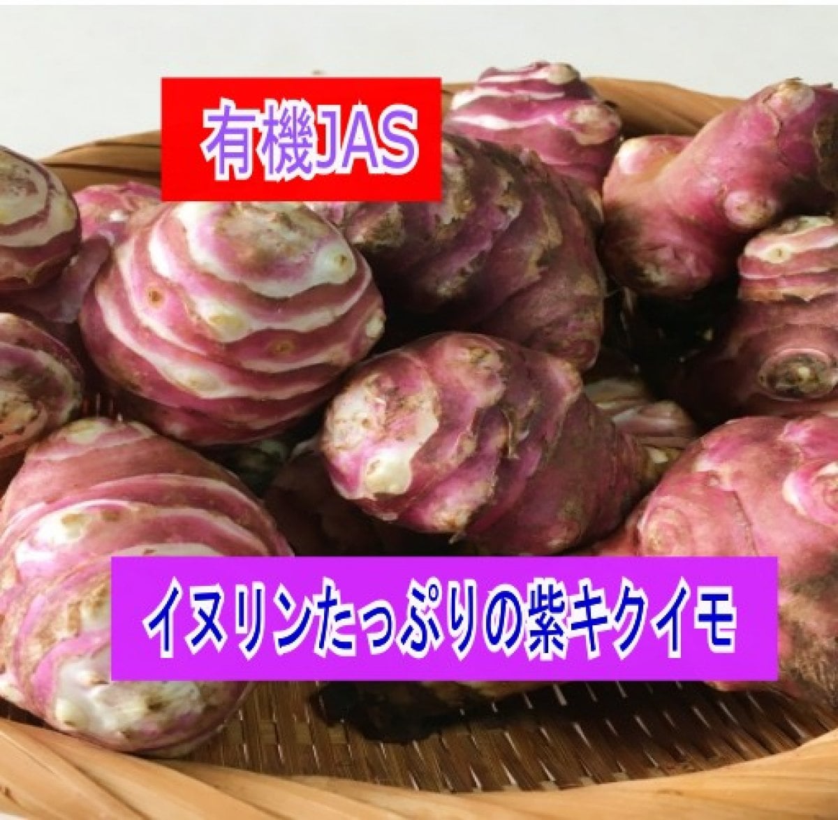 スーパーフーズ きくいも 【むがし農園の有機紫キクイモ】 青森県産 有機JAS 無農薬 自然栽培 イヌリン 豊富 シャキシャキ感  土付き 生から加熱調理まで