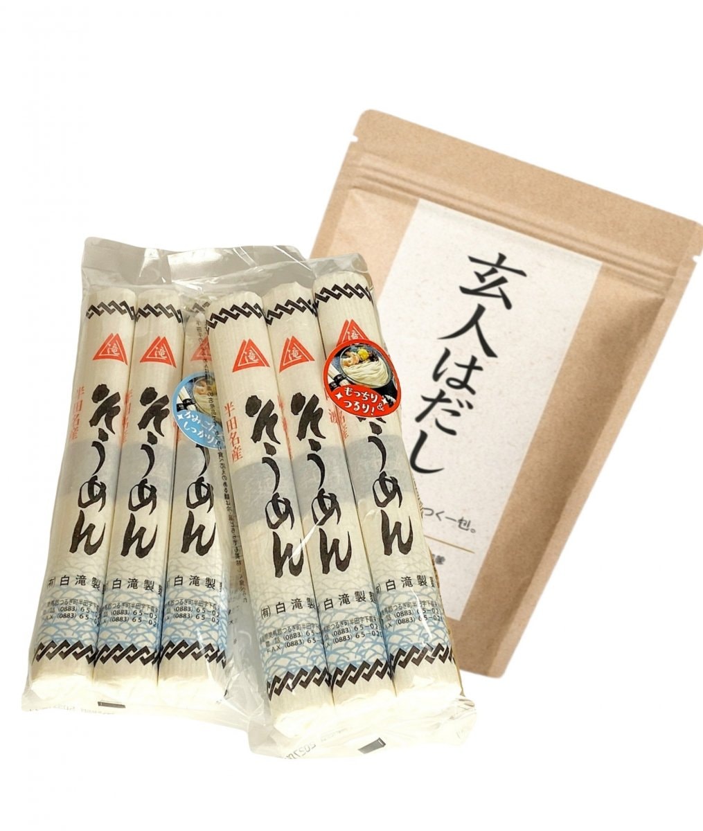 麺通を唸らせる 【半田手延べそうめん600gと極上出汁パックの詰め合わせ】 ご家庭用！プチギフト 抜群ののど越し 10種類の天然だしパック 玄人はだし 風味 旨味 コクのある最高の麺つゆ 無塩 無添加 鰹の本枯節 イワシの焼き干し アゴ、煮干し、昆布、アジ、
