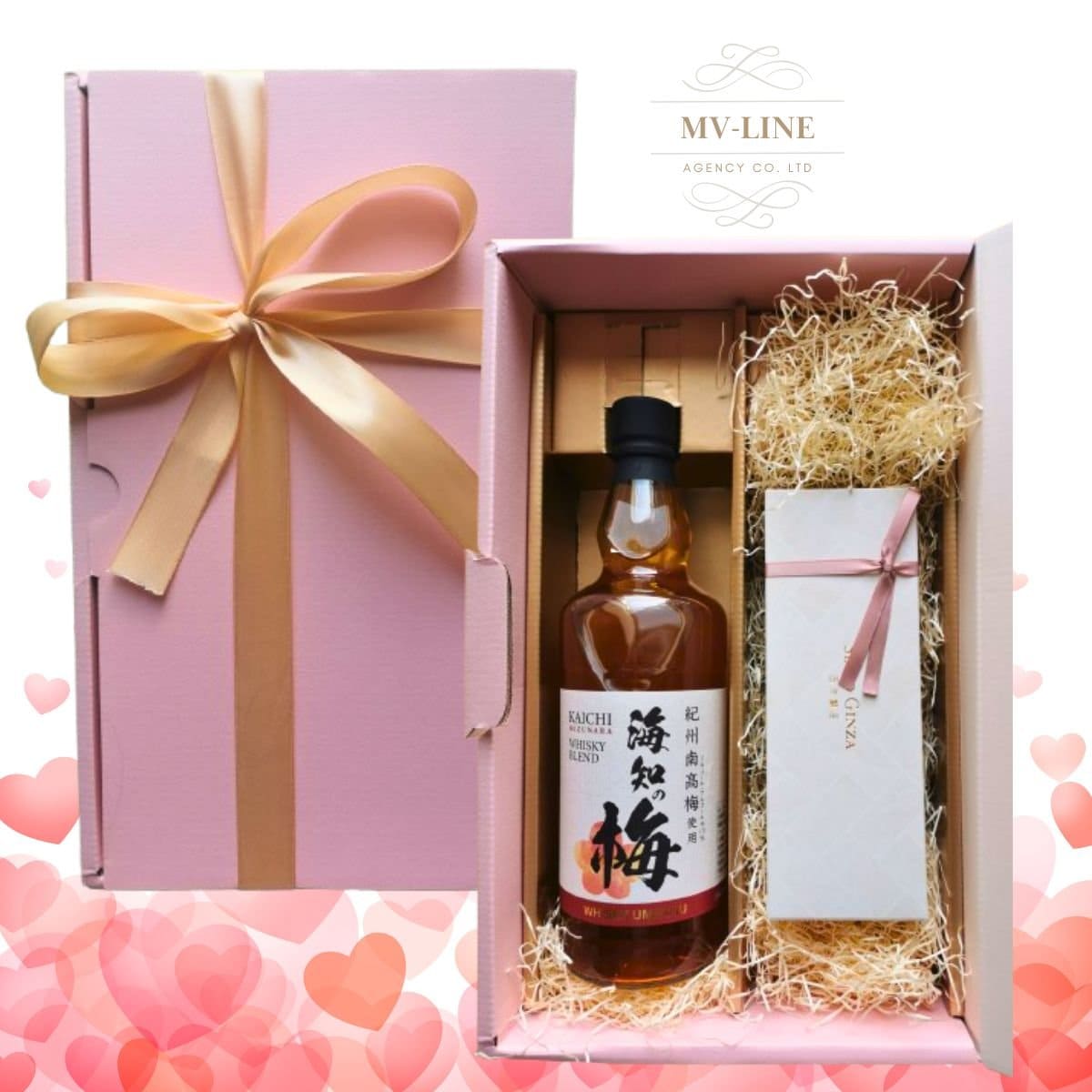 「バレンタインデー限定」ウィスキー梅酒1本 ミズナラカスクKAICHINO　UME　と「西洋銀座」チョコレート付きギフト