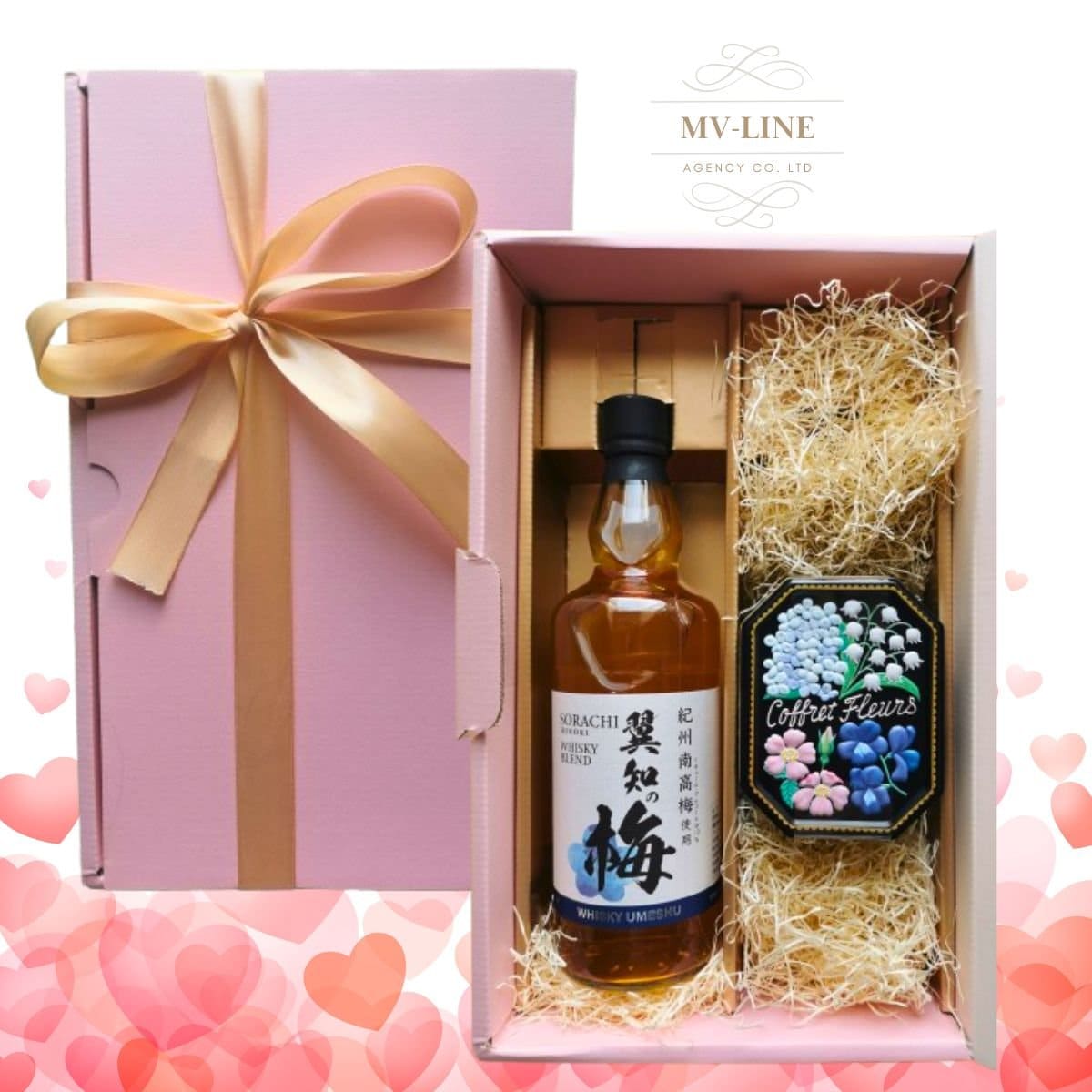 「バレンタインデー限定」ウィスキー梅酒1本　ヒノキカスク「翼知の梅」と　「コフレフル−ル」チョコレート付きギフト