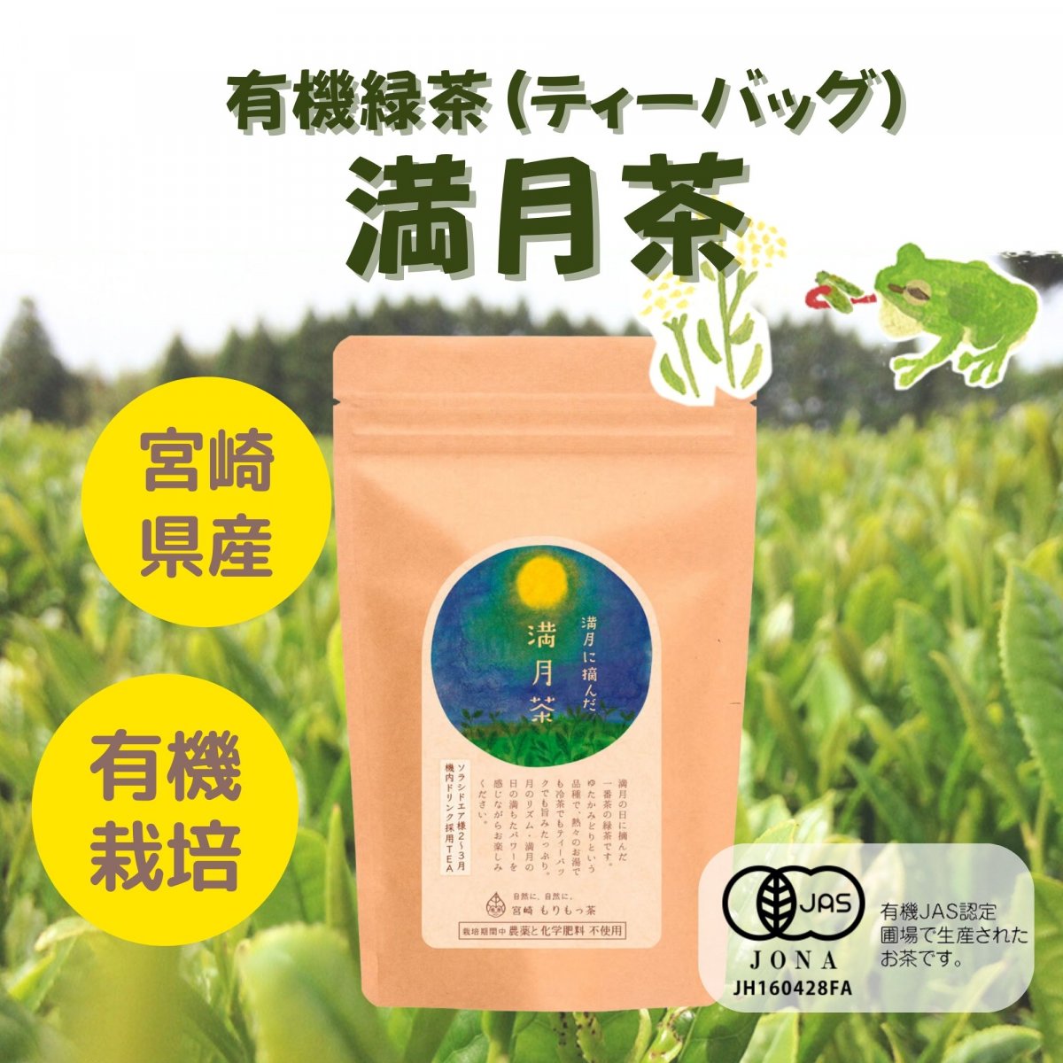 【農薬と化学肥料を使わずに育ったお茶】もりもっ茶 満月茶(ティーバッグ)  2.5g×20TB