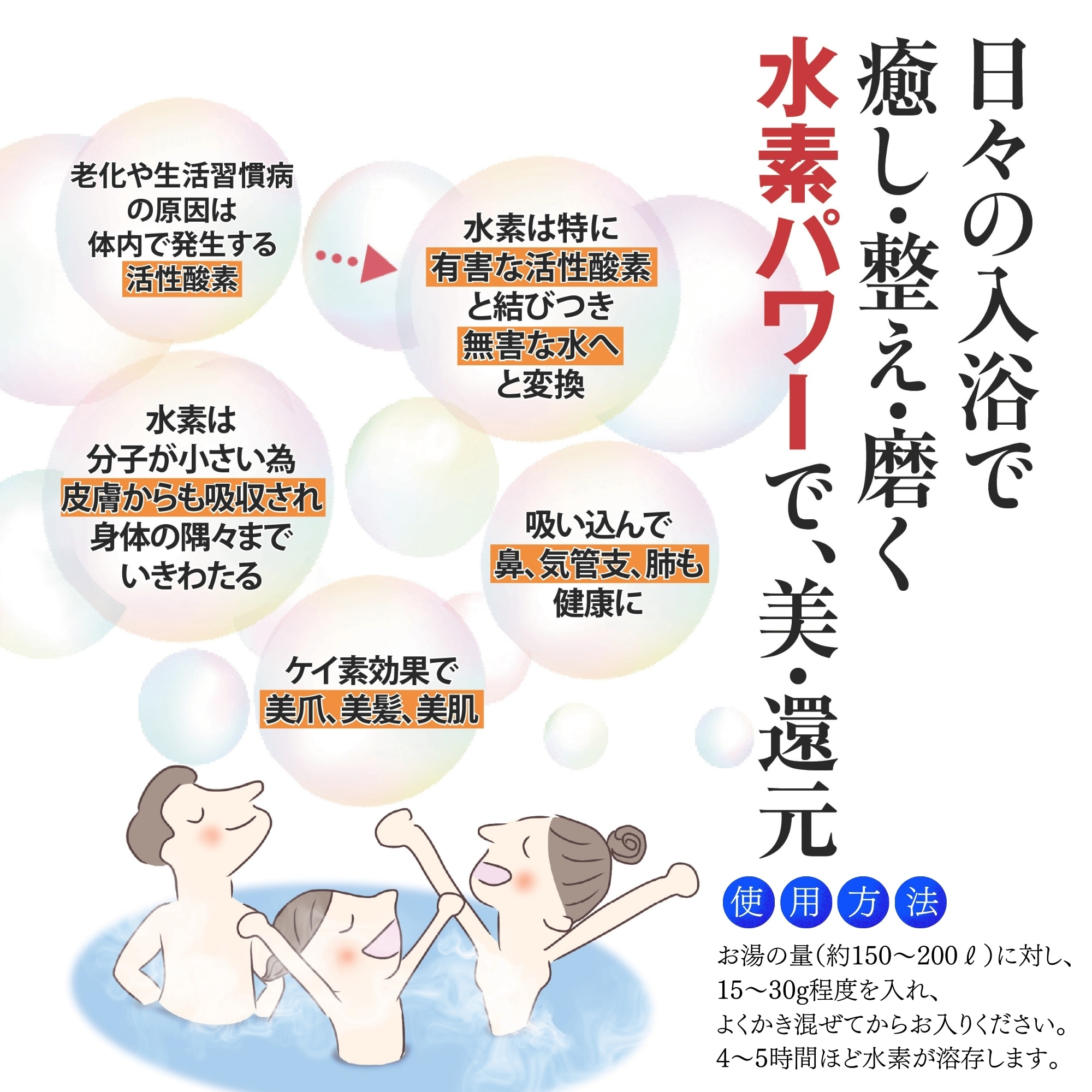 日々の入浴で癒し・整え・磨く 水素パワーで、美・還元】美・還元浴