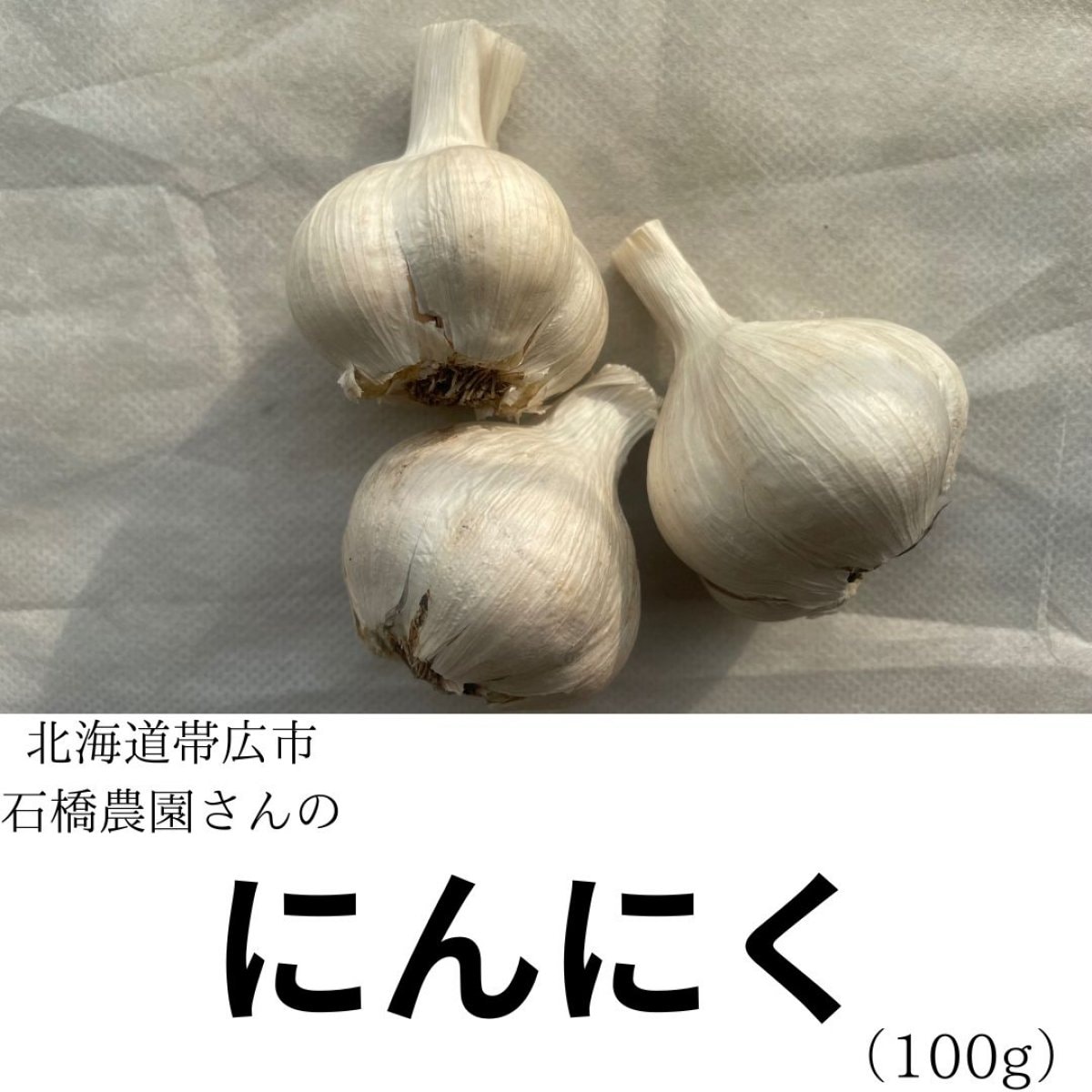 【北海道帯広市・石橋農園】にんにく　100g【農薬・化学肥料不使用栽培】