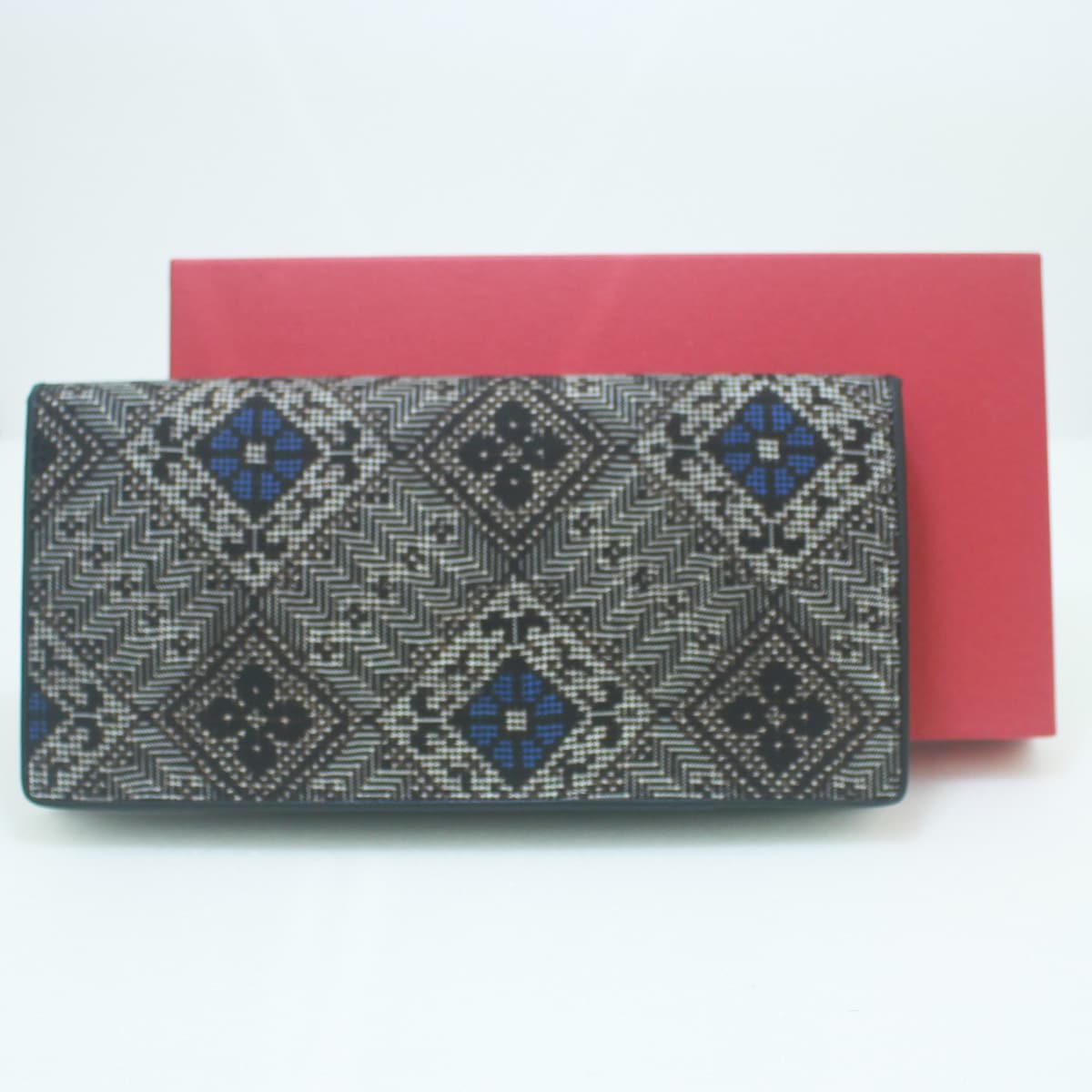 送料込み】大島紬 長財布 興紬 龍郷柄 【青】