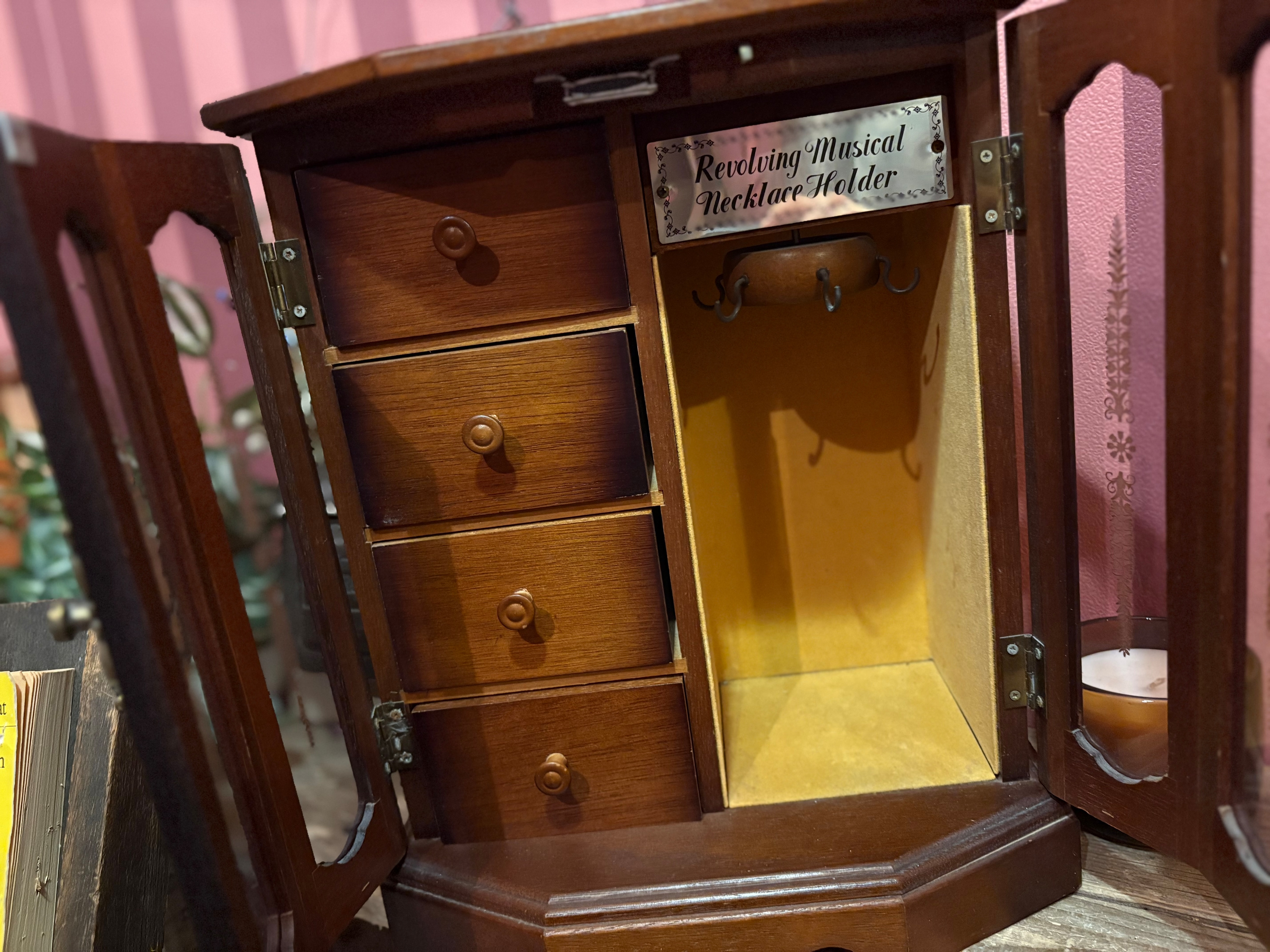 ELEMICA ジュエリーボックス オルゴール付き 木製 昭和レトロ ELEMICA エレミカ ジュエリーボックス 昭和 SANKYO 電子オルゴール