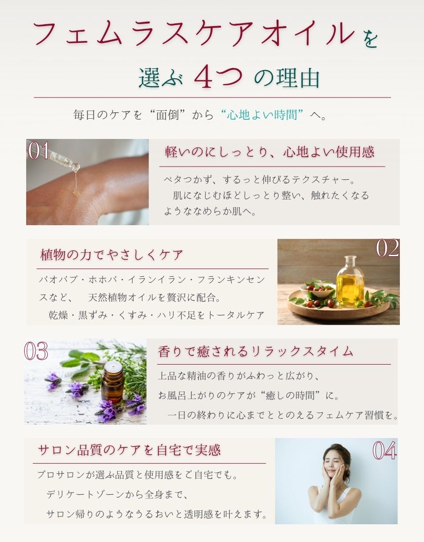 送料込】フェムラスケアオイル（20ml）｜プロも選んだサロン品質