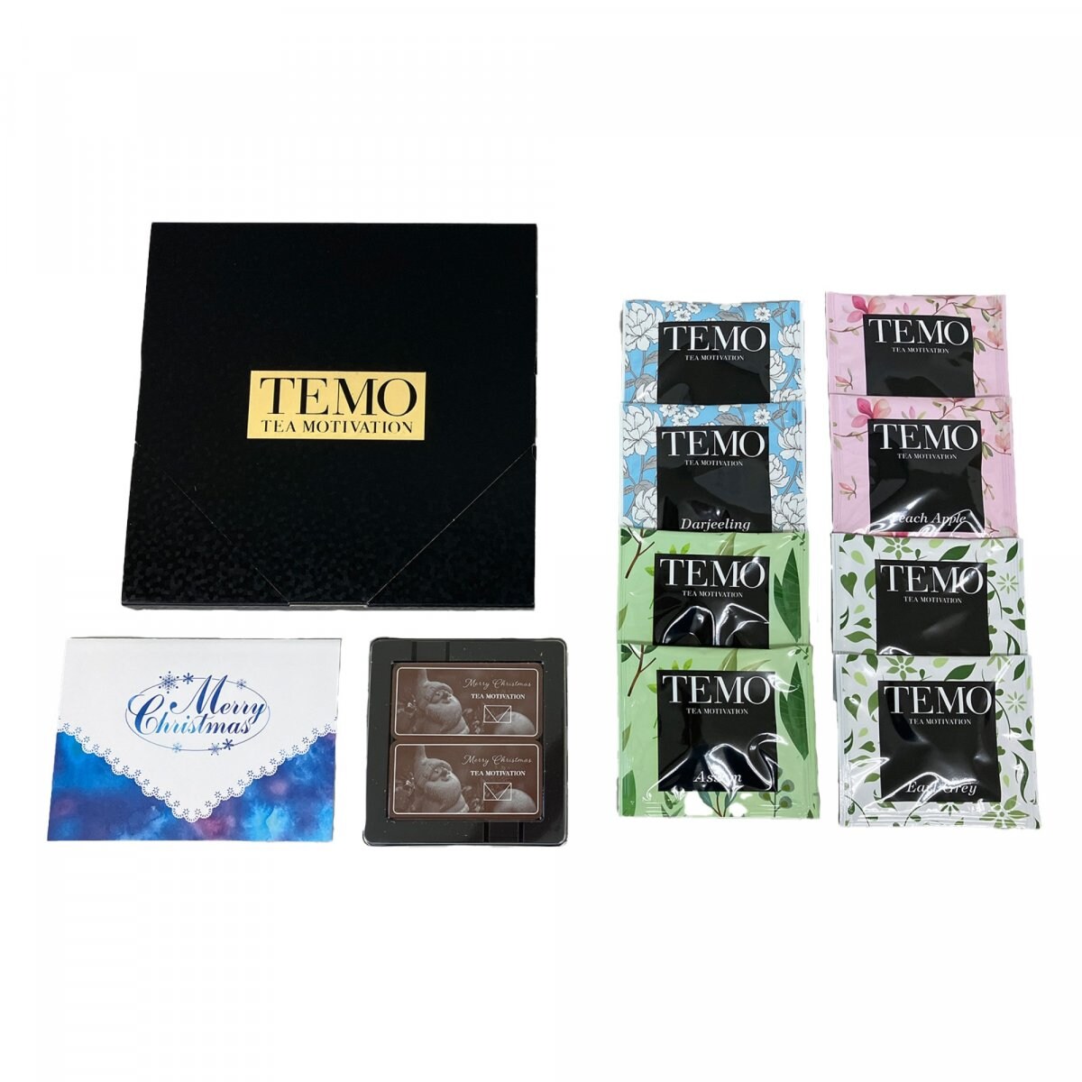 TEA MOTIVATION PREMIUM 紅茶 ギフト ティーバッグ クリスマスチョコレートセット 4種アソート8包入 アールグレイ ダージリン アッサム ピーチアップル ギフト包装 メッセージカード付き