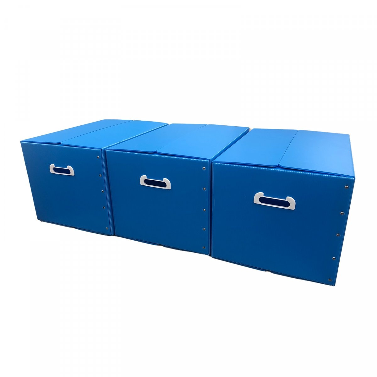 だんぼーる本舗 折りたたみ式 プラダン 収納BOX ３枚セット スカイブルー 53×38×33cm 【書類整理・収納ボックス・収納・書類・衣類】