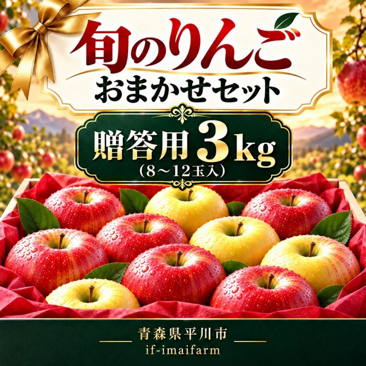 贈答用3kg｜旬のりんごおまかせセット