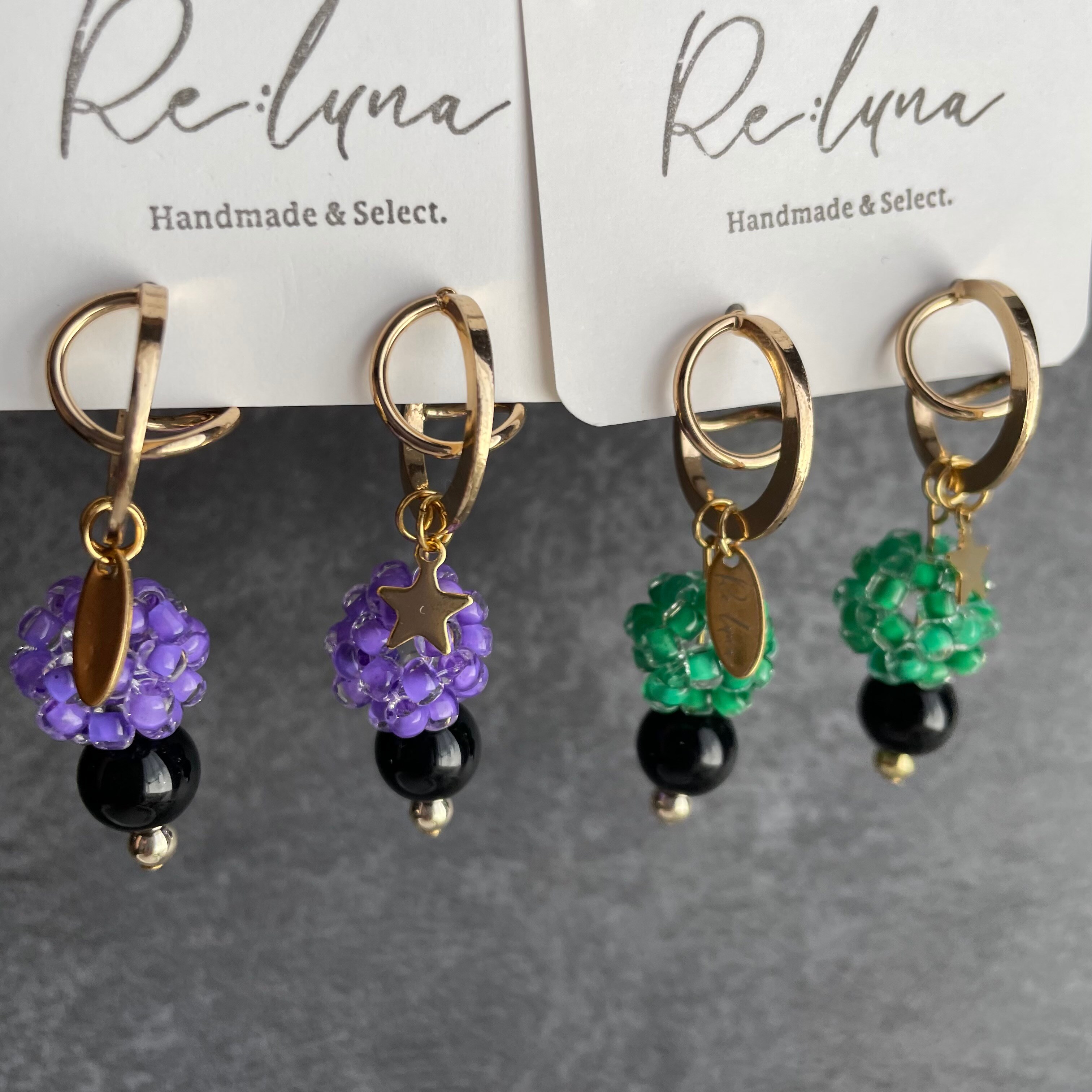 ピアス】Ball beads purple