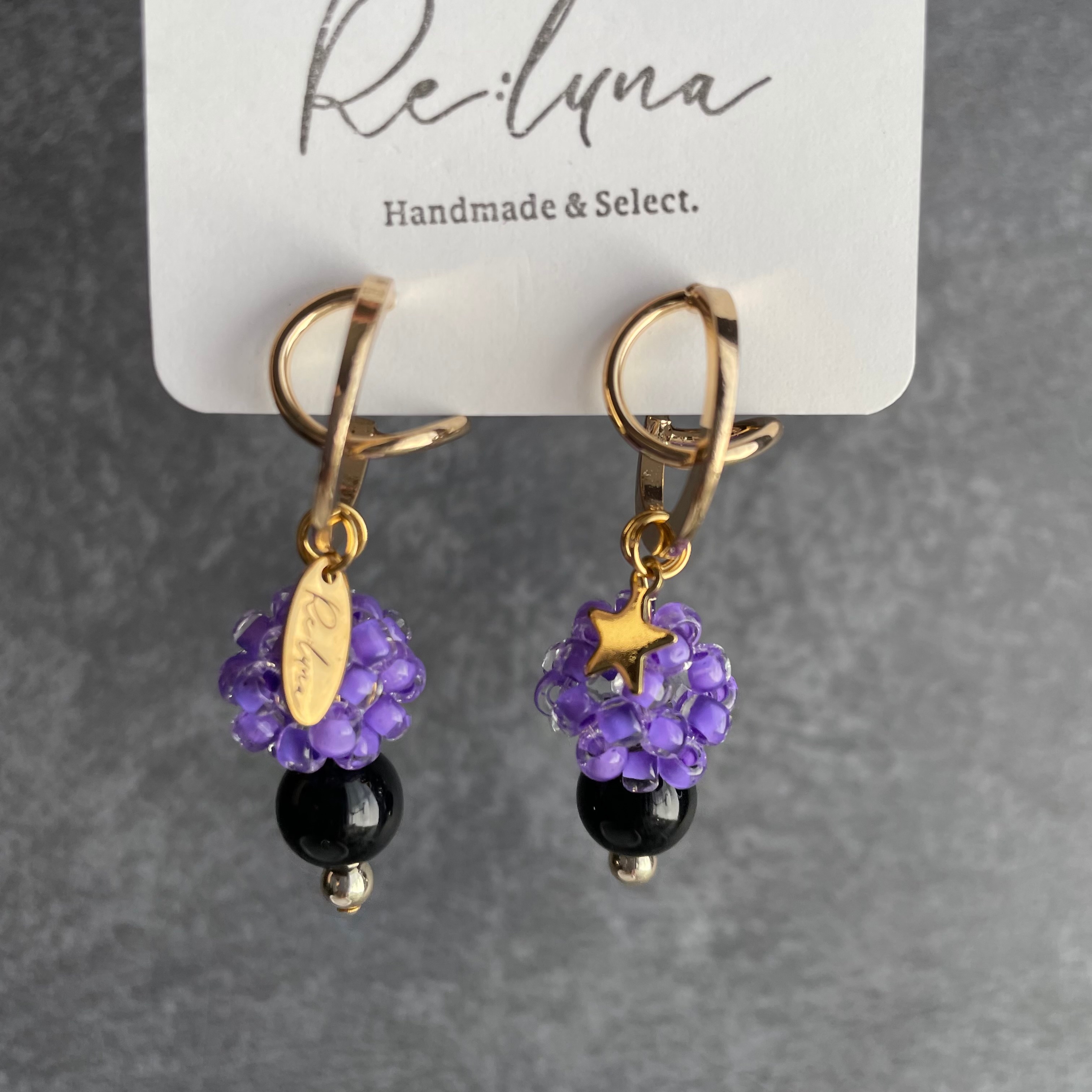 ピアス】Ball beads purple