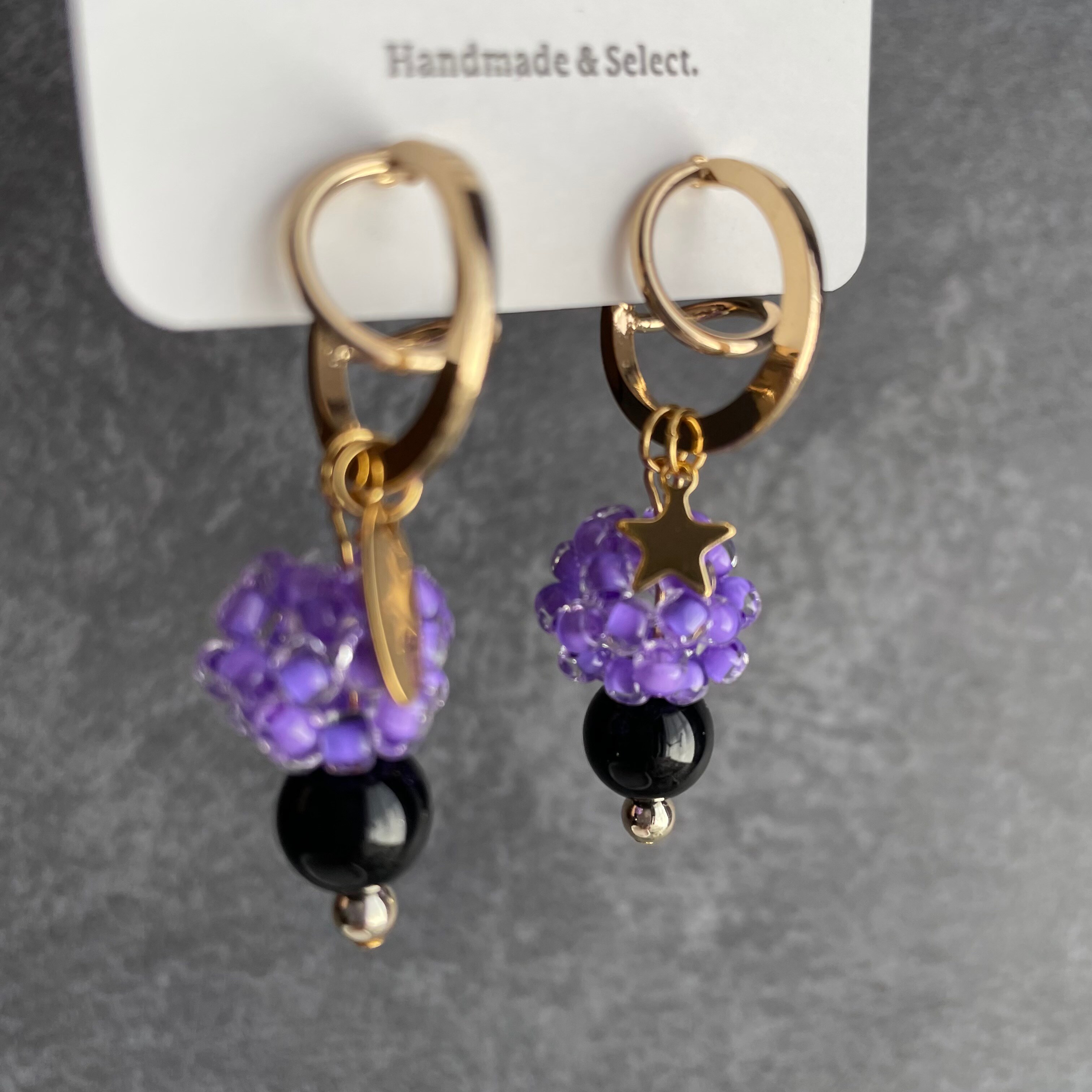 ピアス】Ball beads purple