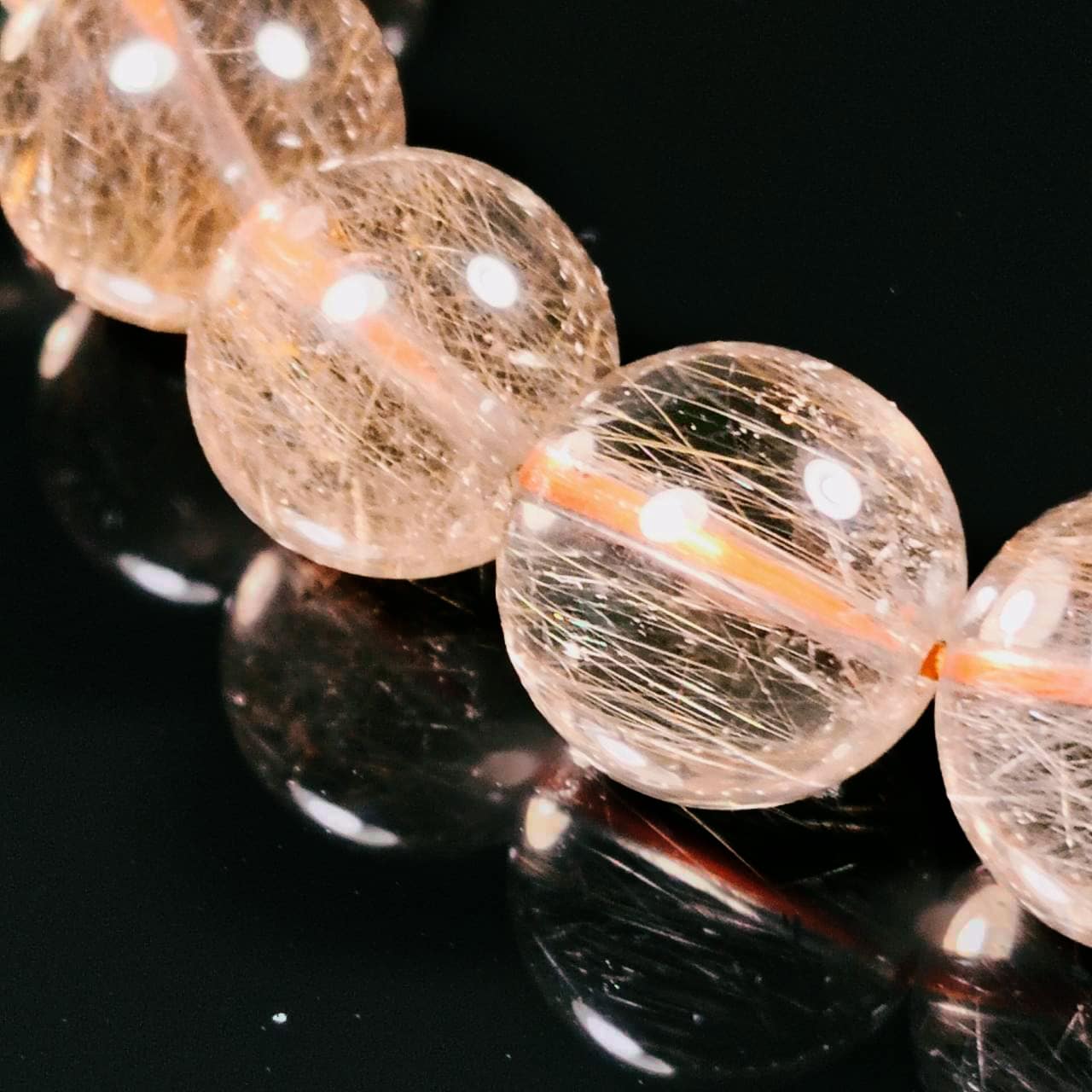 ルチルクウォーツ13mm玉 ブレスレット(手首まわり17cm