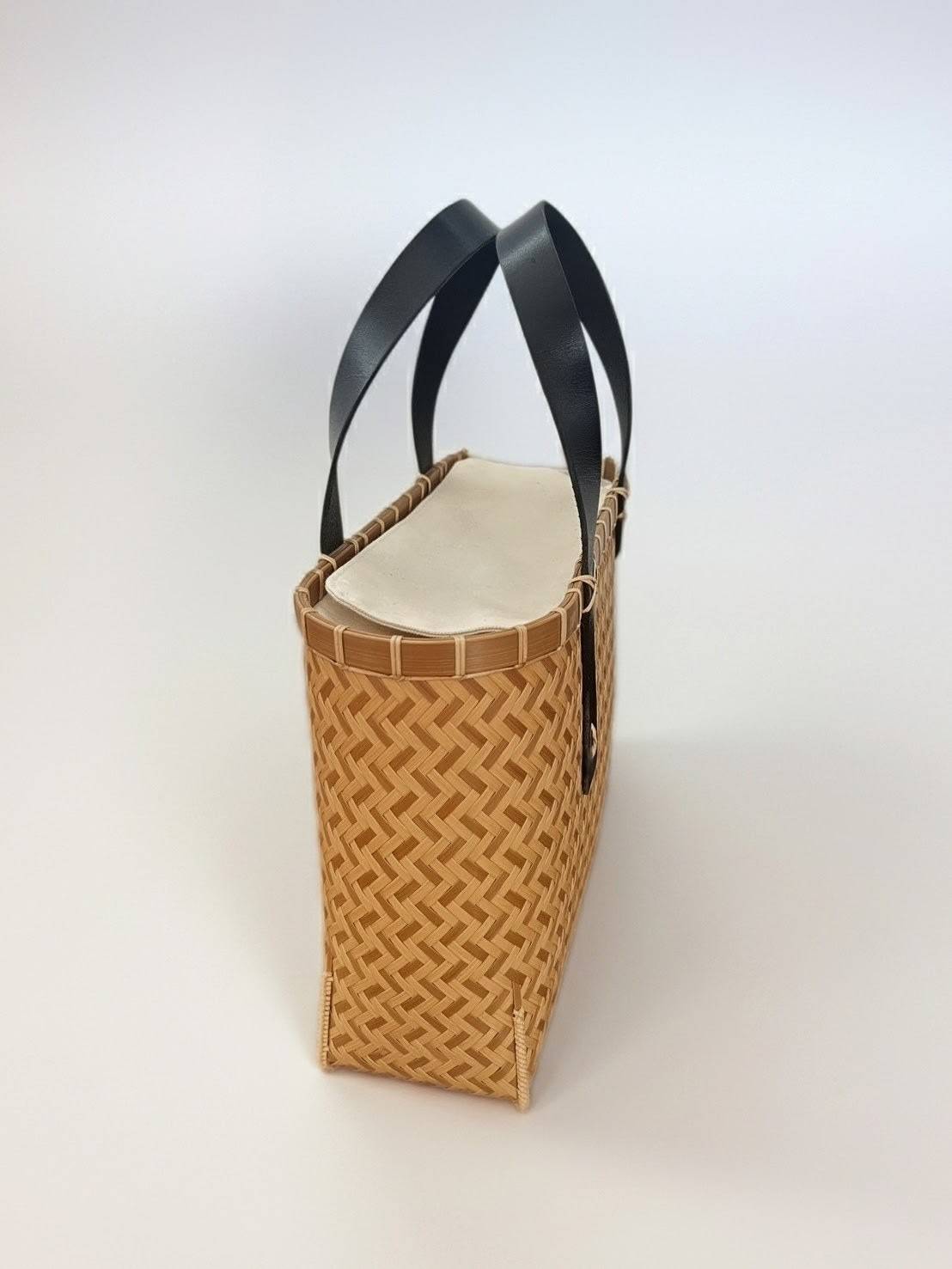 一点物】 別府竹細工×本革ハンドルバッグ 作：ヒラヤマフミ