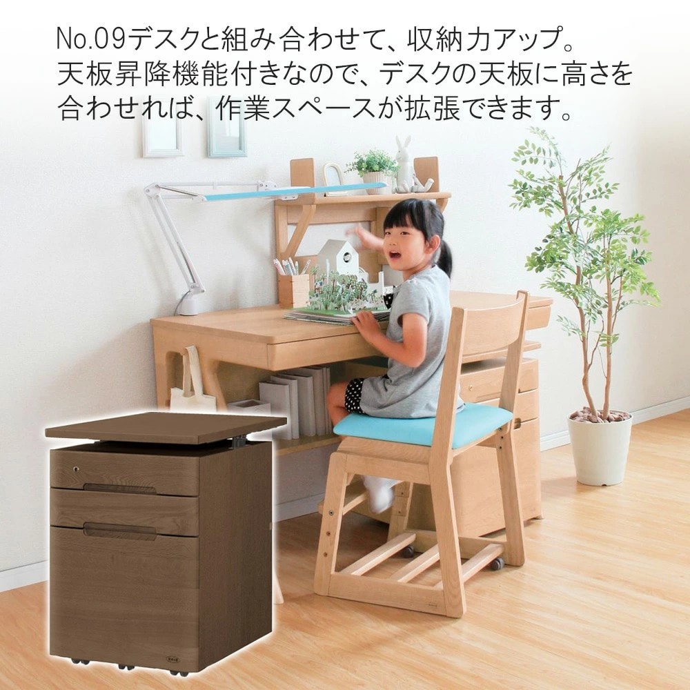 テスト！浜本工芸 浜本 ワゴン No.09昇降袖 移動棚 天板 昇降 引き出し