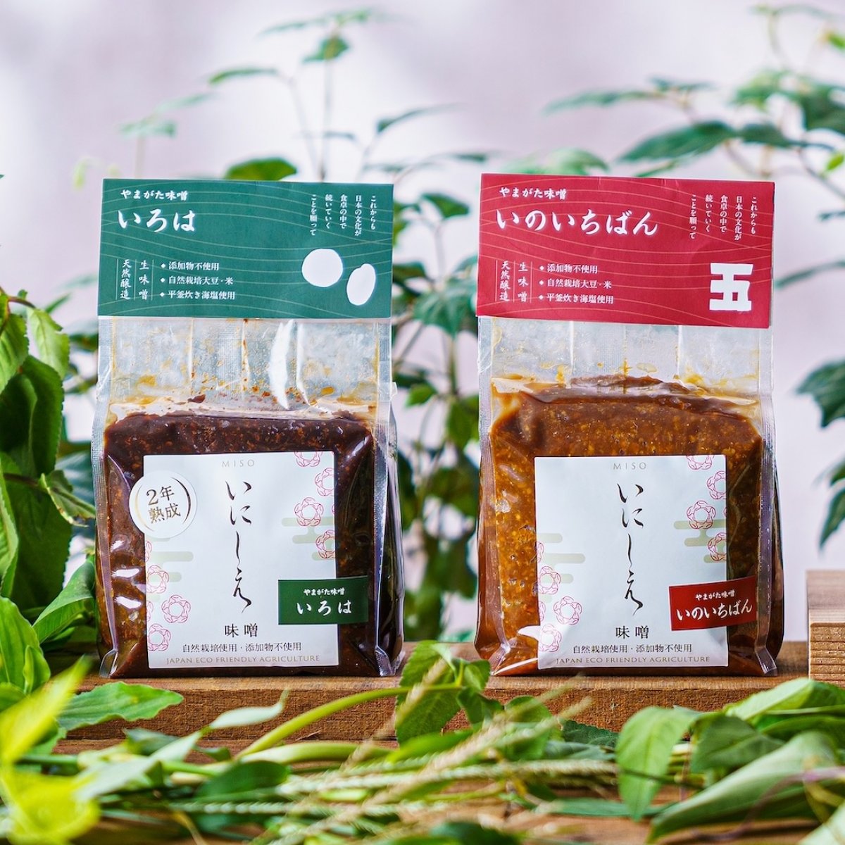 【食べ比べ】無添加・天然醸造 生味噌2種セット（いのいちばん＋いろは）各800g｜いにしえ