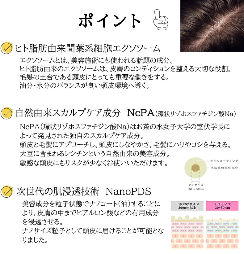 最先端」のヘアケア！ ナノサイズの美容成分が 頭皮の中まで届くヘア