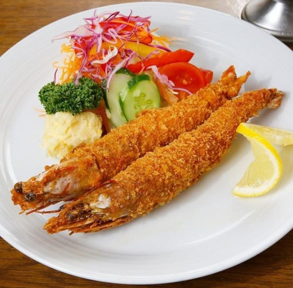 有頭エビフライ2尾