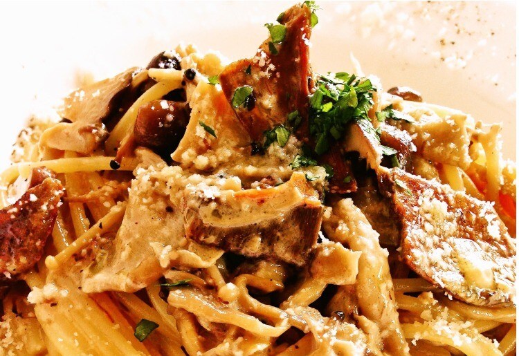 ポルチーニ茸と森の木の子のクリームソーススパゲッティ