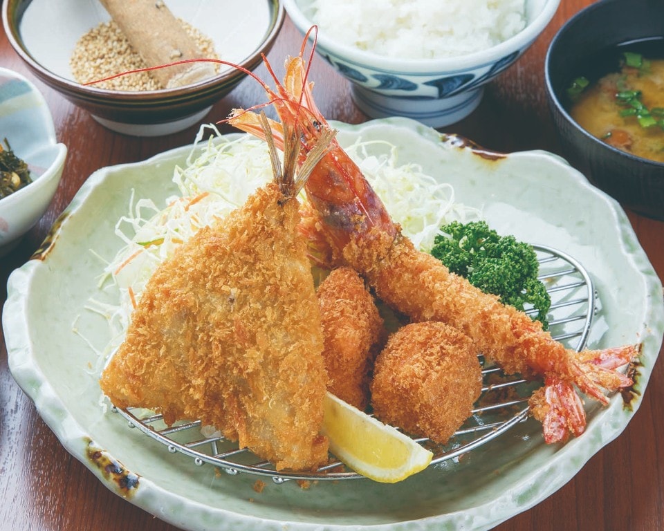 あじ海老ミックス膳（あじ1枚、海老１本、海老カツ1枚）