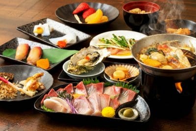 桜ぶりのお刺身としゃぶしゃぶを楽しむコース