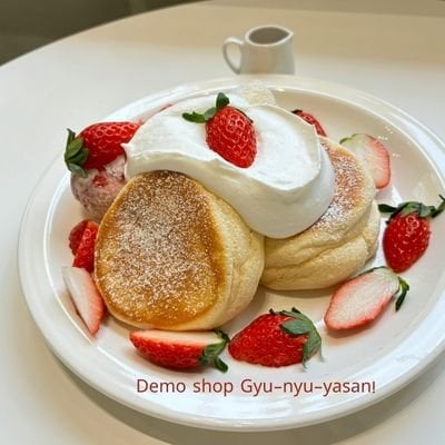 【デモ】ふわふわいちごパンケーキ