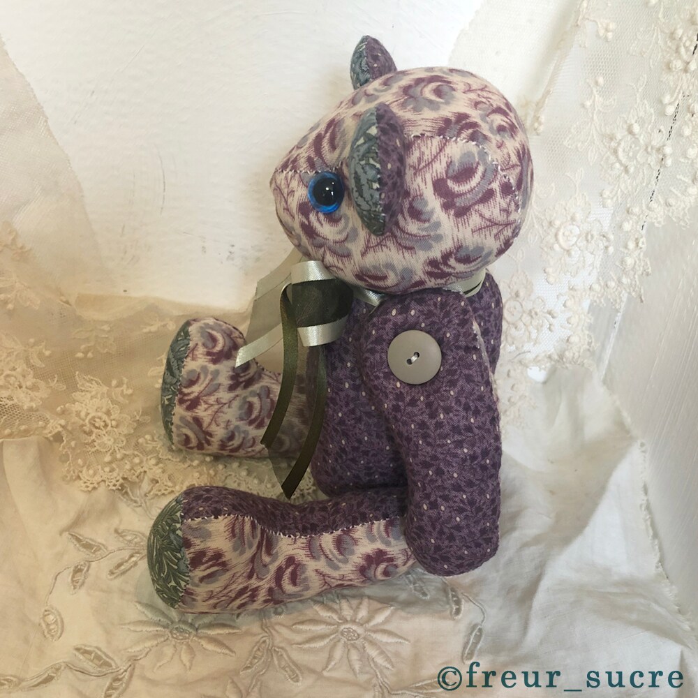 freur_sucre】手縫いテディベア「古くからの着物」