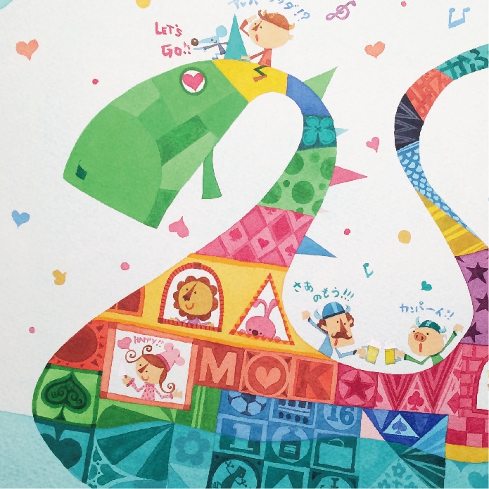 きょうりゅうの船_北欧風イラスト_オーダーメイド