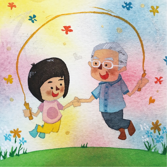 旦那さまとお孫さんの絵_北欧風イラスト_オーダーメイド