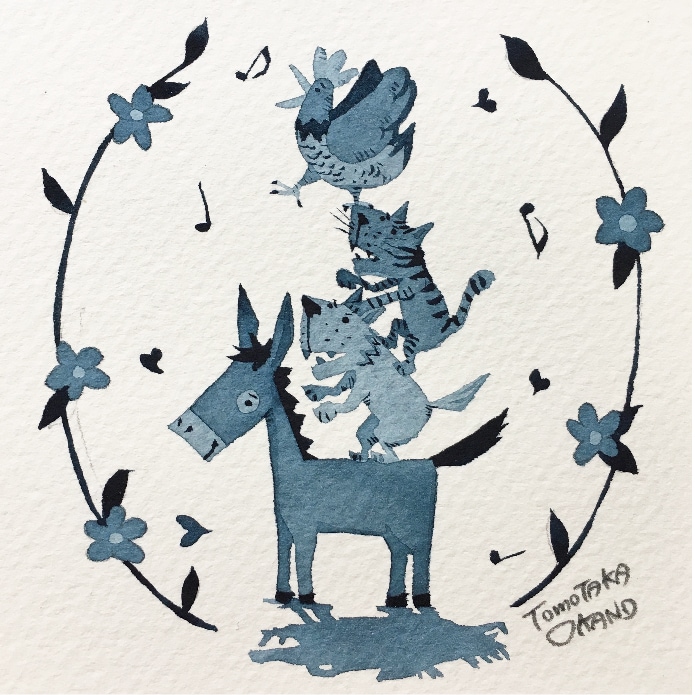 ブレーメンの音楽隊_北欧風イラスト_オーダーメイド