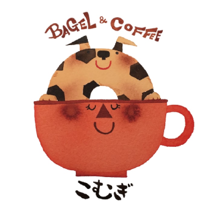 Coffee & Bagel こむぎ_北欧風イラスト_オーダーメイド_ロゴ制作