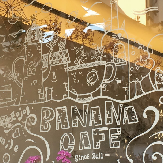 BananaCafe_北欧風イラスト_オーダーメイド_壁画窓絵