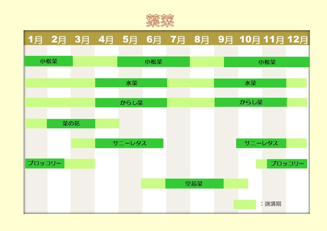 カラフル野菜通販 雲仙つむら農園 年間スケジュール 葉菜