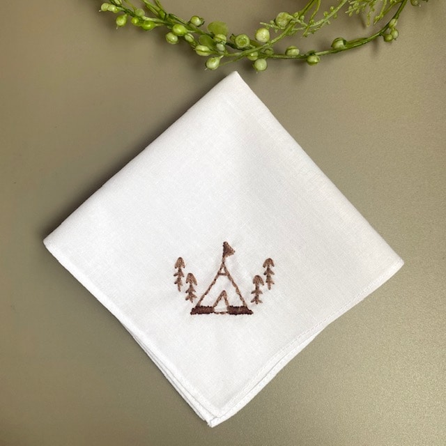 キャンプ　刺繍ミニハンカチ