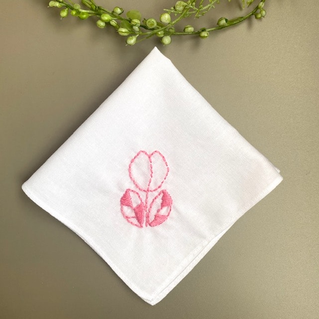 チューリップ　刺繍ミニハンカチ