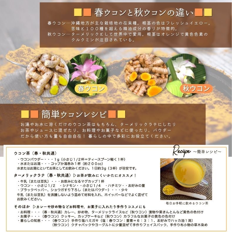 春ウコン 秋ウコン の 違い　ウコン　レシピ